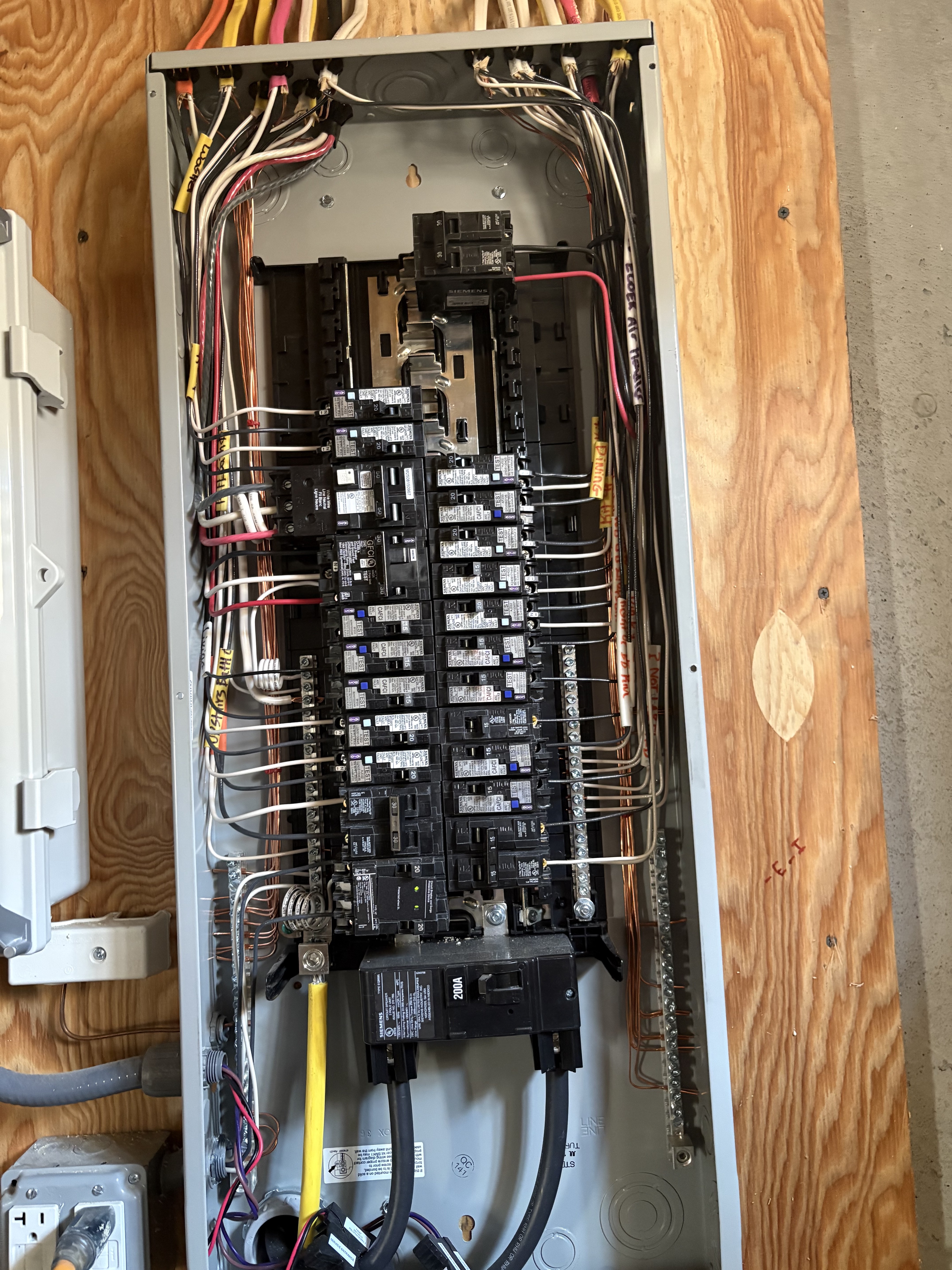 Neatly wired electrical panel