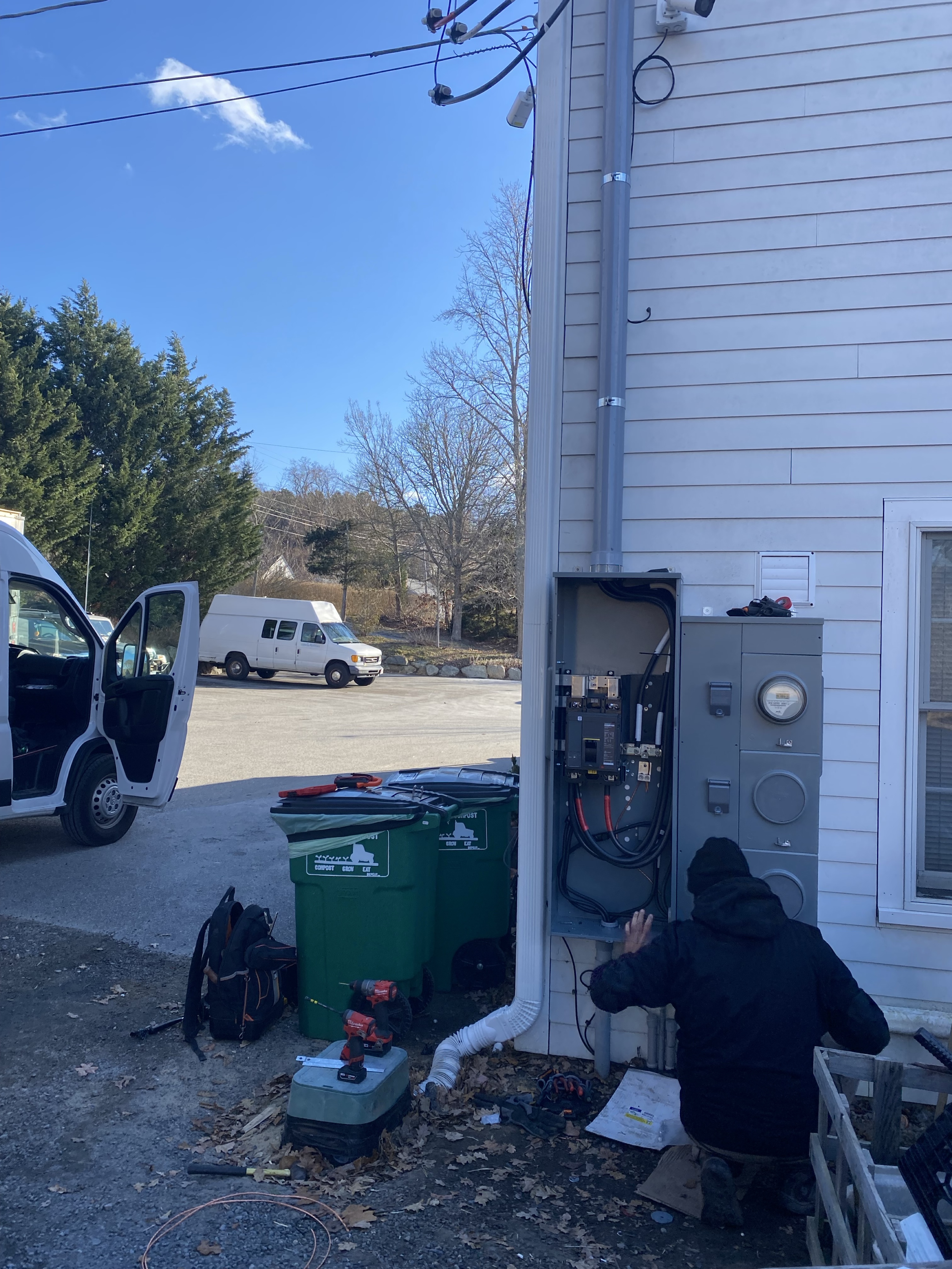 Service equipment on exterior wall